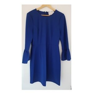 Royal blue dress with bell sleeves by Charles Henry, fits Medium